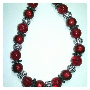 Red and silver bracelet